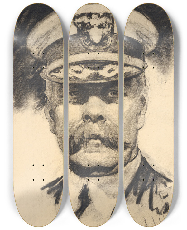 Triptych art skateboard deck of Samuel Johnson Woolf Charles Frederick Hughes by Samuel Johnson Woolf (1880-1948)
