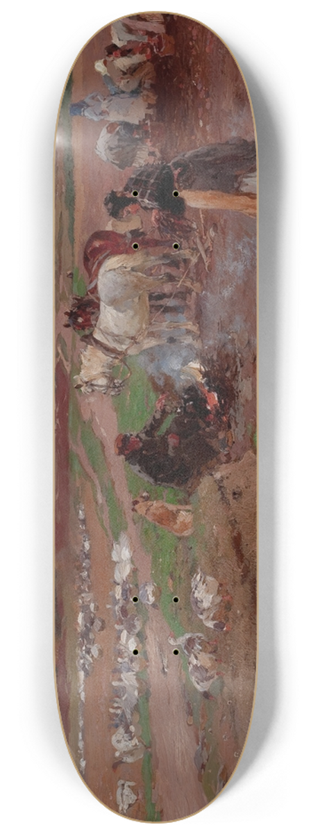 Hugo Mhlig - Peasants with Horses 8.25 inch art skate deck