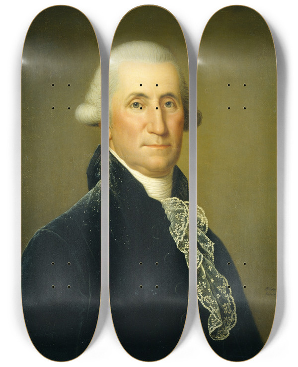 Triptych art skateboard deck of Adolf Ulrik Wertmller George Washington by Adolf Ulrik Wertmuller (1751-1811)