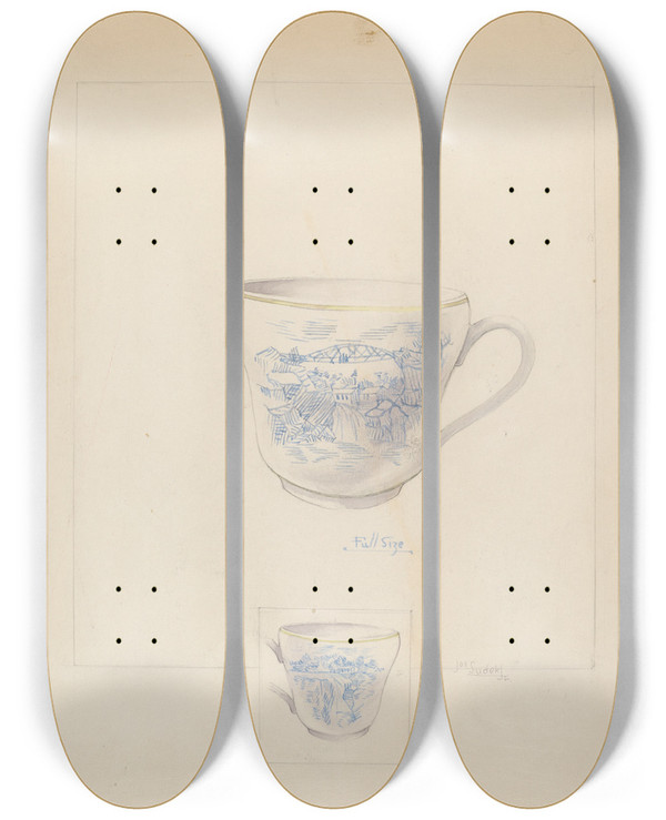 Triptych art skateboard deck of Joseph Sudek Cup_1 by Joseph Sudek