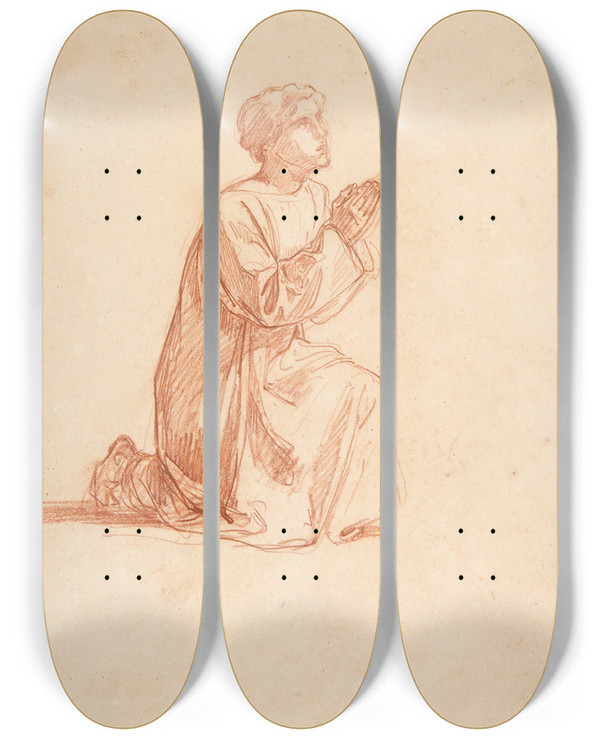 Triptych art skateboard deck of Isidore Pils Cleric_3 by Isidore Pils (1815-1875)