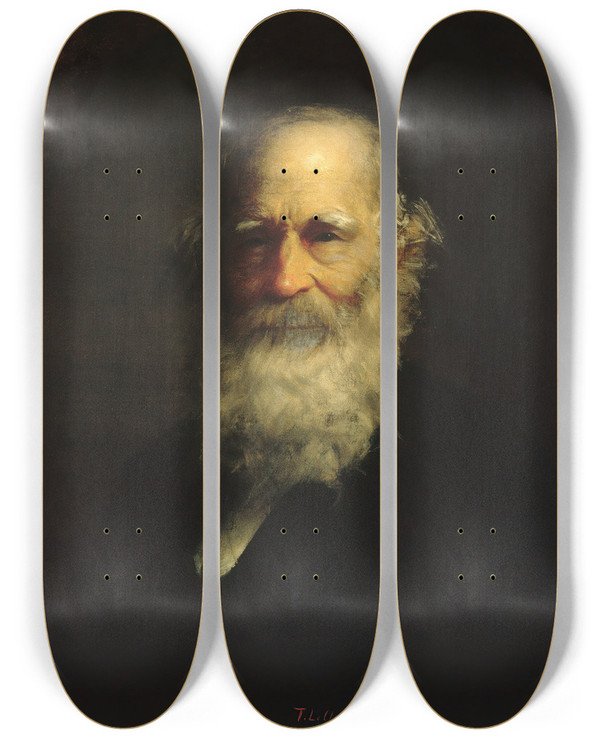 Triptych art skateboard deck of Thomas Le Clear William Cullen Bryant by Thomas Le Clear (1818-1882)
