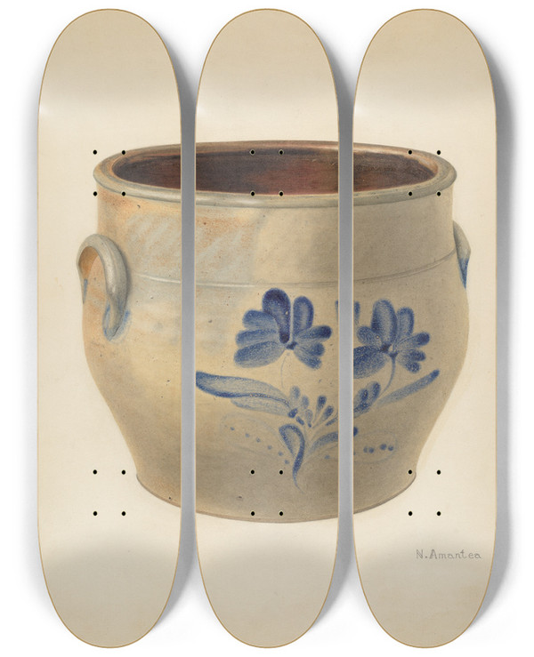 Triptych art skateboard deck of Nicholas Amantea Crock_15 by Nicholas Amantea (1900-1978)