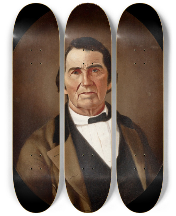 Triptych art skateboard deck of William Merritt Chase Moses Swaim by William Merritt Chase (1849-1916)
