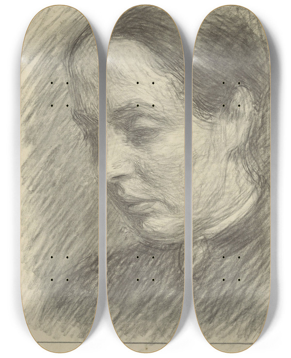 Triptych art skateboard deck of Jan Veth Portret Van Mejuffrouw S Dirks by Jan Veth (1864-1925)