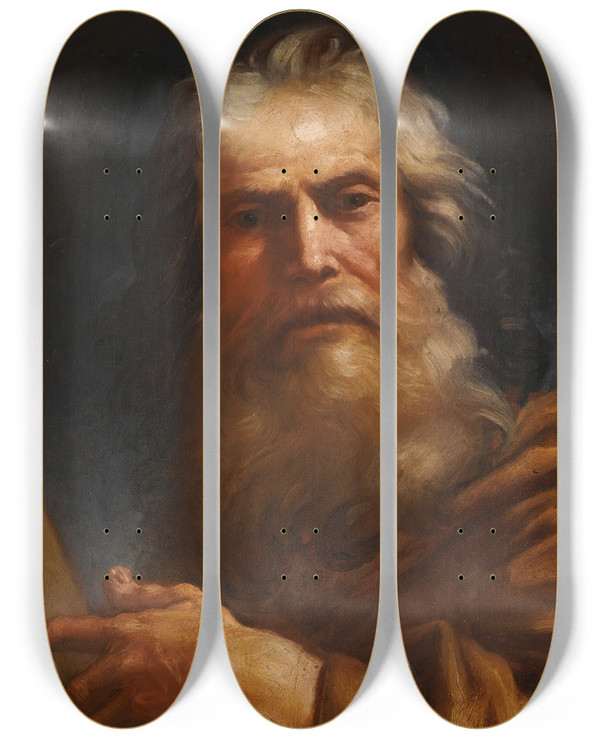 Triptych art skateboard deck of Bolognese School Moses by Bolognese School