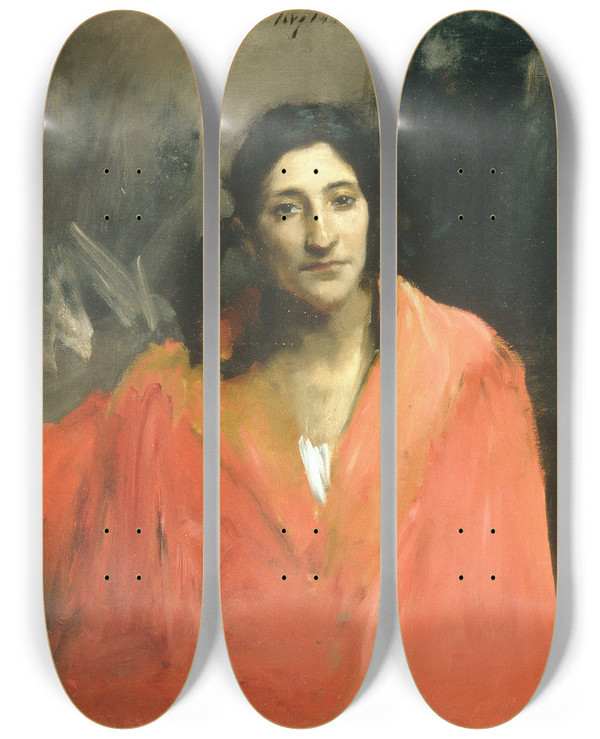 Triptych art skateboard deck of John Singer Sargent Gitana by John Singer Sargent (1856-1925)