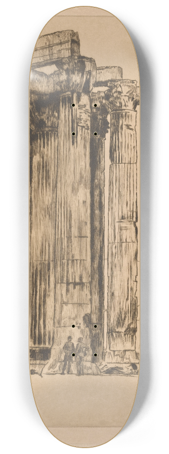 Huib Luns - Olympieion met twee mannen voor een zuil 8.25 inch art skate deck