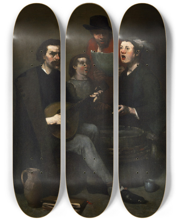 Triptych art skateboard deck of Thodule Ribot Singers by Theodule Ribot (1823-1891)