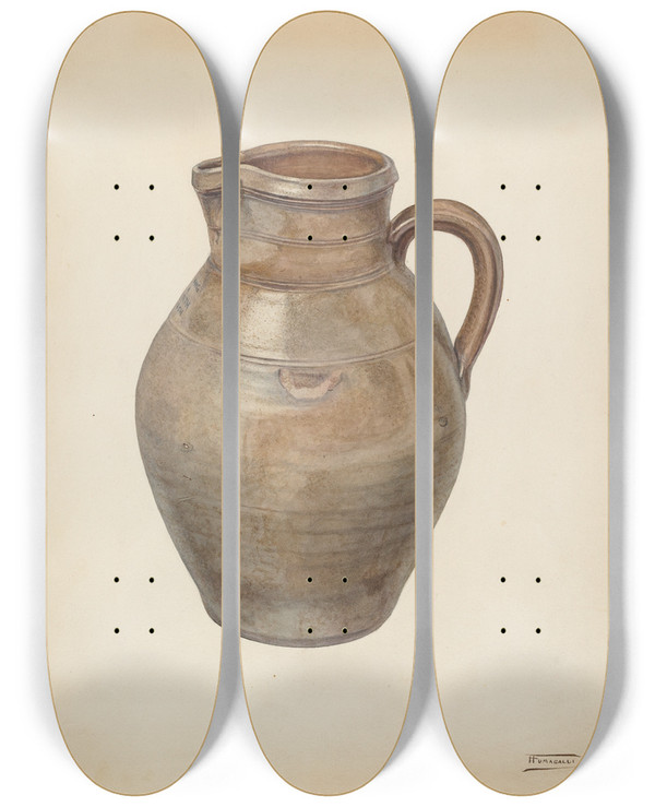 Triptych art skateboard deck of Frank Fumagalli Pitcher_1 by Frank Fumagalli (20-)