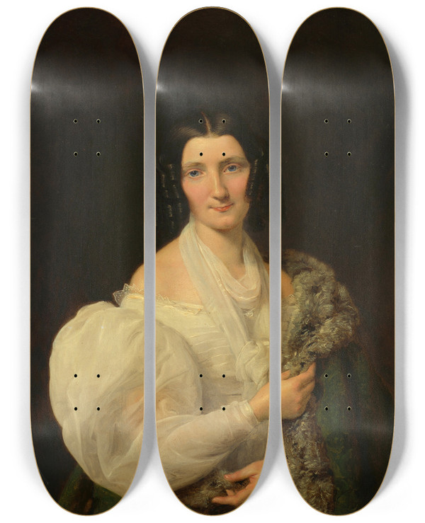 Triptych art skateboard deck of Ferdinand Georg Waldmller Barbara Von Schickh Als Braut Von Wolfgang Ritter Von Manner by Ferdinand Georg Waldmuller (1793-1865)
