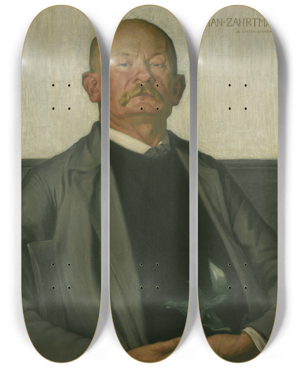 Triptych art skateboard deck of Johan Rohde Kristian Zahrtmannthe Danish Painter by Johan Rohde (1856-1935)