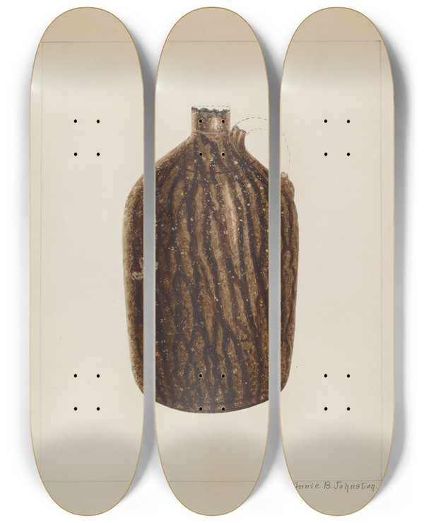 Triptych art skateboard deck of Annie B Johnston Stoneware Jug_2 by Annie B Johnston (20-)
