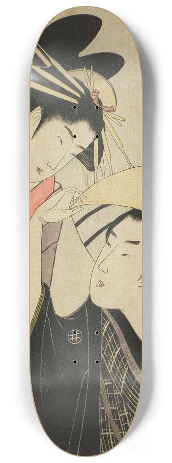 Ichirakutei Eisui - Shirai Gonpachi and Komurasaki, from the series Beauties in Joruri Roles (Bijin awase joruri kagami) 8.25 inch art skate deck