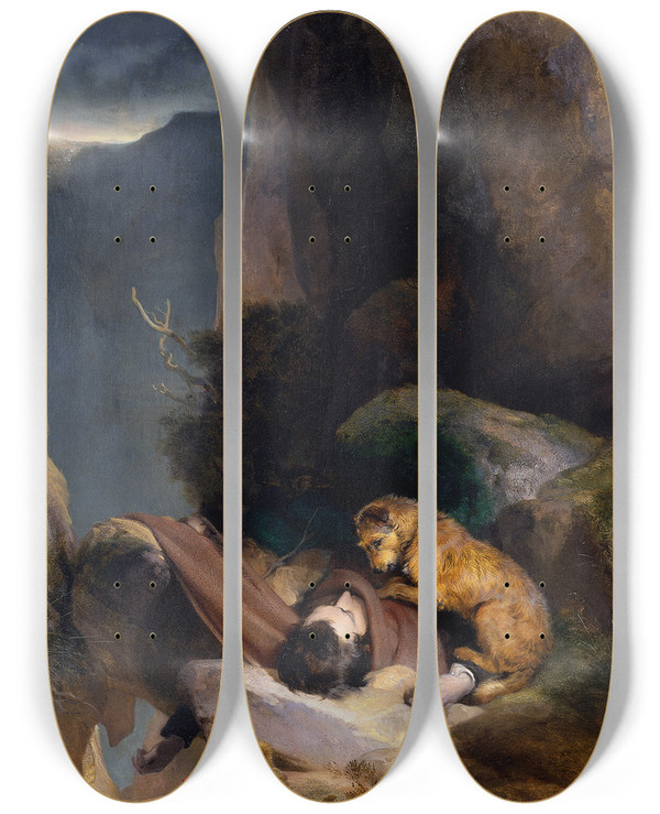 Triptych art skateboard deck of Sir Edwin Henry Landseer Attachment by Sir Edwin Henry Landseer (1802-1873)