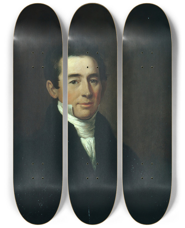Triptych art skateboard deck of William Dunlap John Adams Conant by William Dunlap (1766-1839)