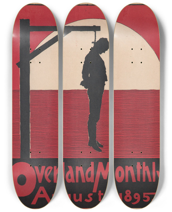 Triptych art skateboard deck of Maynard Dixon Overland Monthly August by Maynard Dixon (1875-1946)