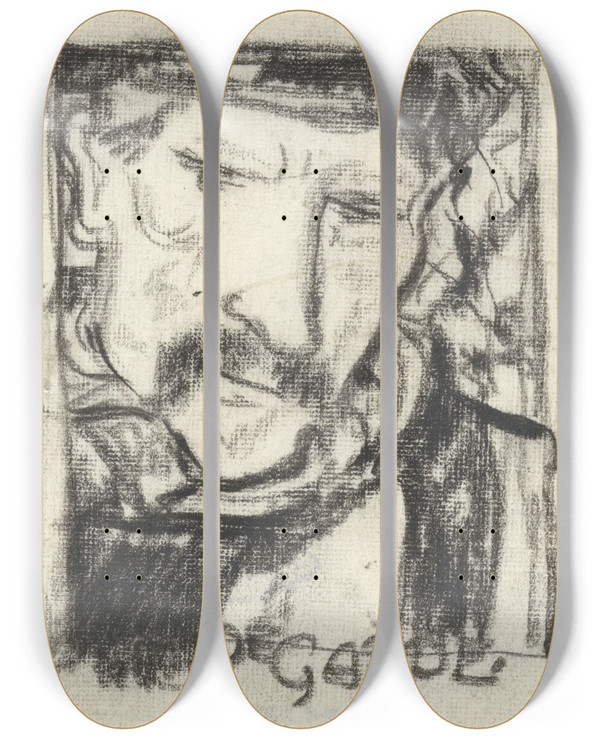 Triptych art skateboard deck of Richard Nicolas Roland Holst De Garde by Richard Nicolaus Roland Holst (1868-1938)