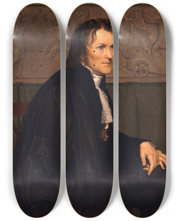 Triptych art skateboard deck of Christoffer Wilhelm Eckersberg Bertel Thorvaldsen by Christoffer Wilhelm Eckersberg (1783-1853)