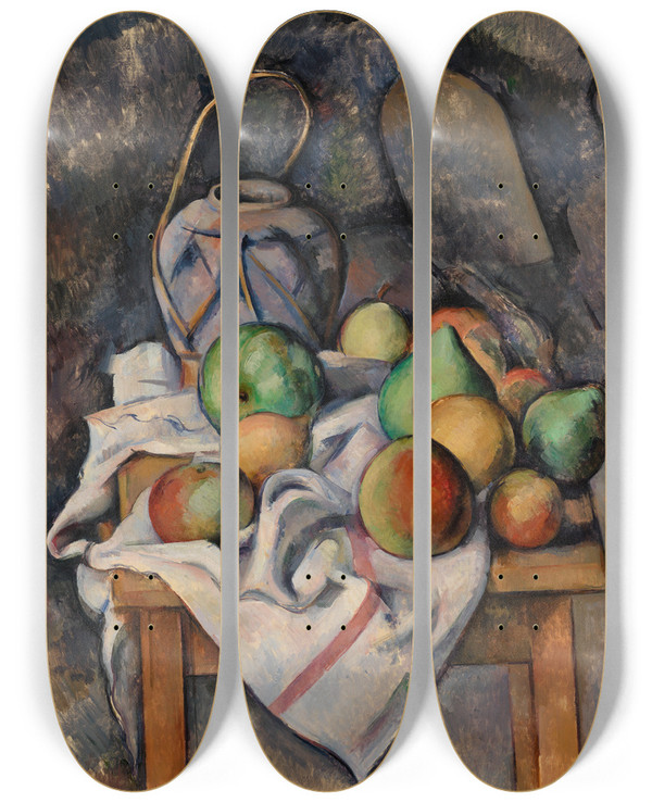 Triptych art skateboard deck of Paul Czanne Ginger Jar Pot De Gingembre by Paul Cezanne (1839-1906)
