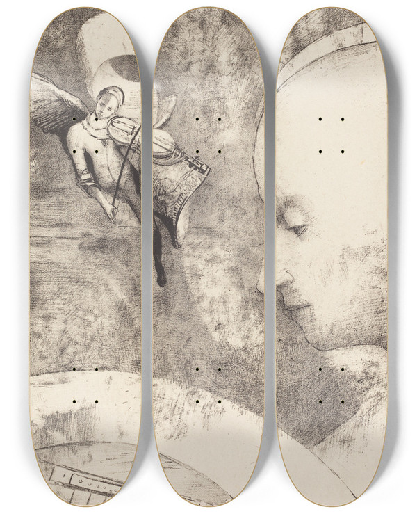 Triptych art skateboard deck of Odilon Redon Lart Celeste The Celestial Art by Odilon Redon (1840-1916)