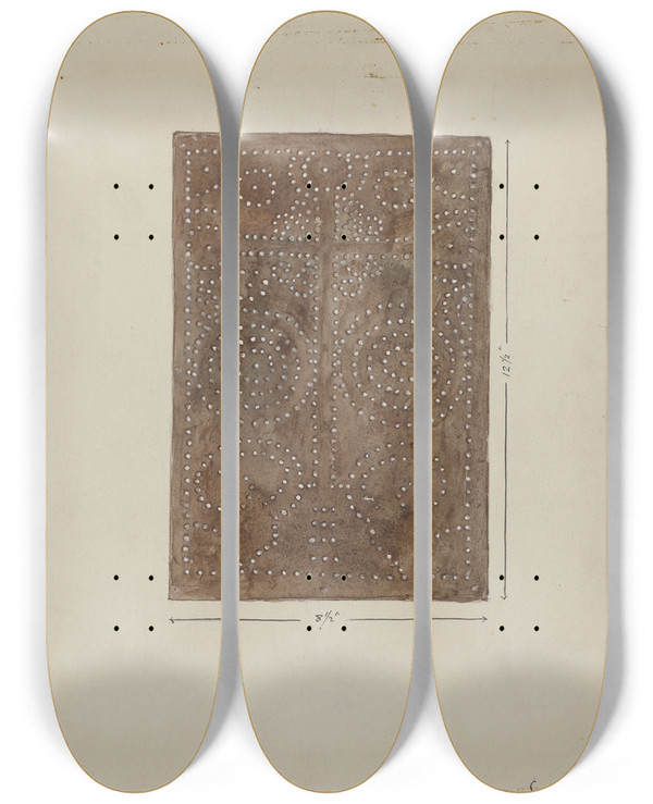Triptych art skateboard deck of Geoffrey Holt Pierced Metal Screen From Confessional_2 by Geoffrey Holt (20-)
