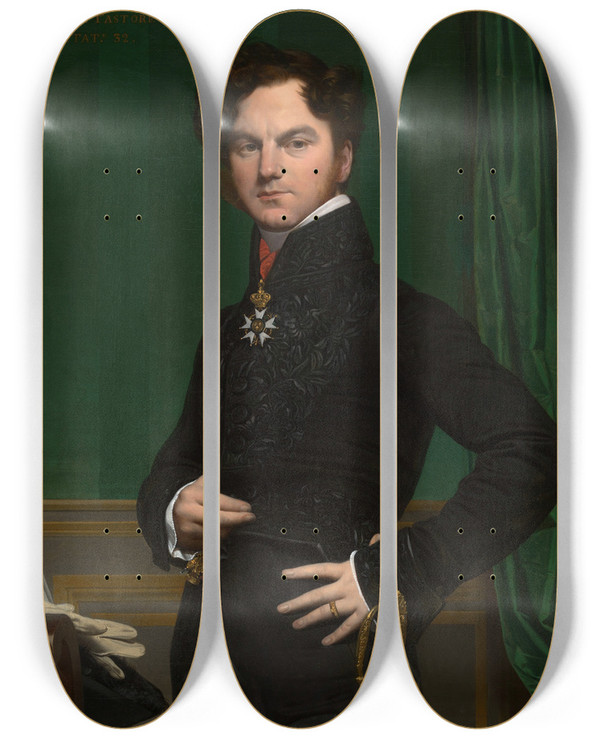 Triptych art skateboard deck of Jean Auguste Dominique Ingres Amdedavid The Comte De Pastoret by Jean Auguste Dominique Ingres (1780-1867)