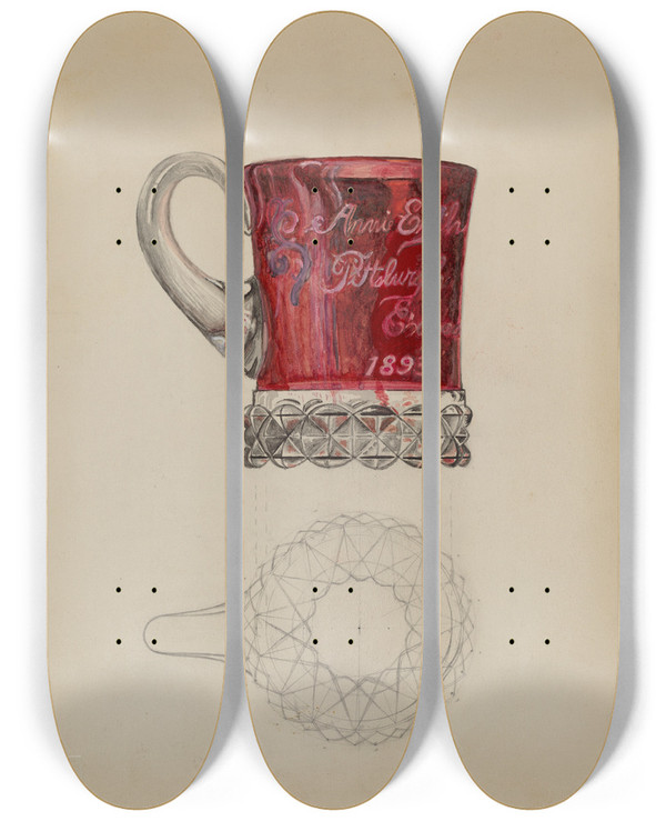 Triptych art skateboard deck of Albert Eyth Ruby Mug by Albert Eyth (20-)