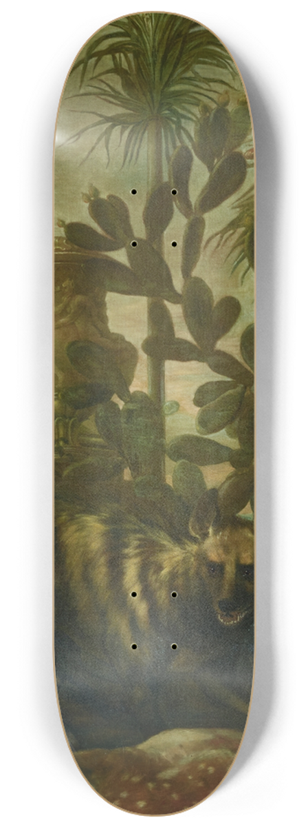 Ignaz Heinitz von Heinzenthal - Hyne, Antilope und Kasuar in Kakteenlandschaft 8.25 inch art skate deck