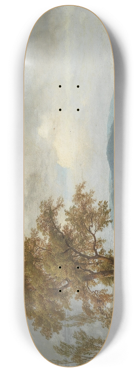 Ignaz Raffalt - A Danube Landscape with Ferries 8.25 inch art skate deck