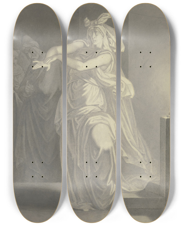 Triptych art skateboard deck of Ferdinand Fellner Lady Macbeth Mit Blutigen Hnden_3 by Ferdinand Fellner (1799-1859)