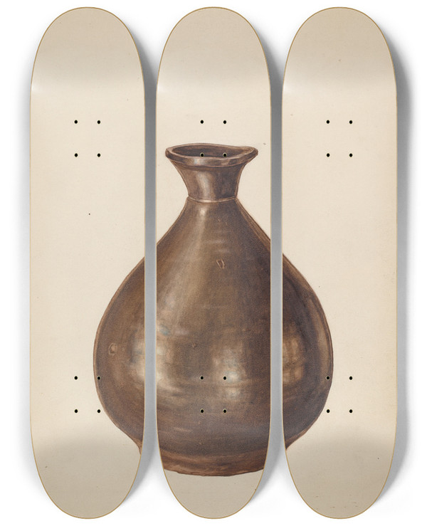 Triptych art skateboard deck of Al Curry Pottery Jug by Al Curry (20-)