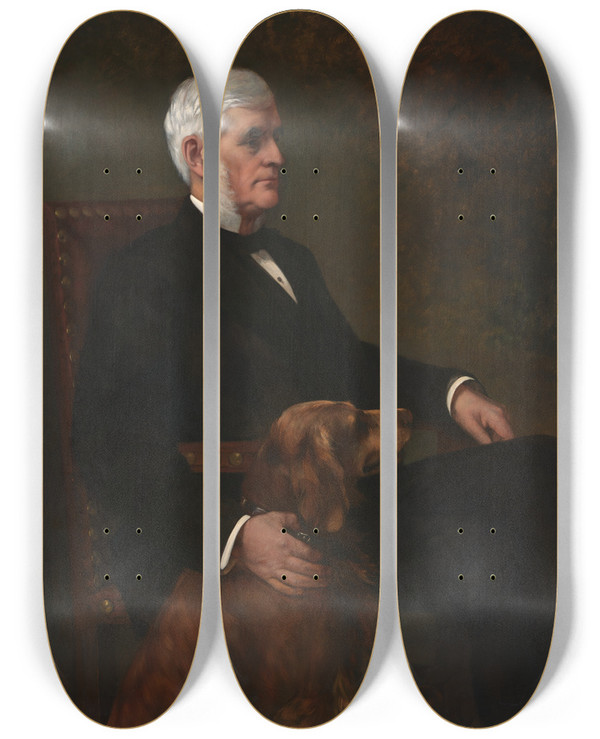 Triptych art skateboard deck of Francis Davis Millet Sidney Dillon by Francis Davis Millet (1848-1912)