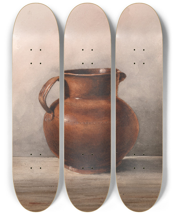 Triptych art skateboard deck of George Jackson Still Life A Jug by George Jackson