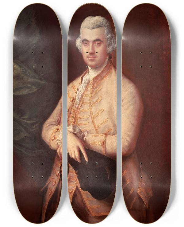 Triptych art skateboard deck of Thomas Gainsborough Sir Robert Clayton by Thomas Gainsborough (1727-1788)