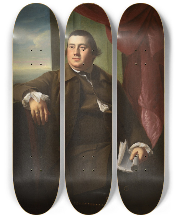Triptych art skateboard deck of John Singleton Copley Robert Hooper by John Singleton Copley (1738-1815)