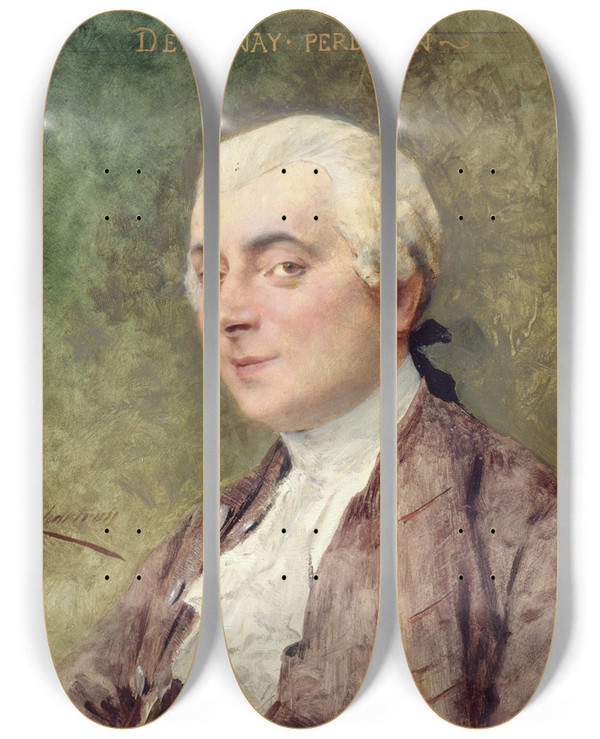 Triptych art skateboard deck of Thobald Chartran Portrait De Louis Delaunay by Theobald Chartran (1849-1907)