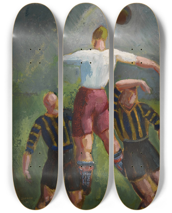 Triptych art skateboard deck of Ngel Zrraga Remate De Cabeza by ngel Zrraga (1886-1946)