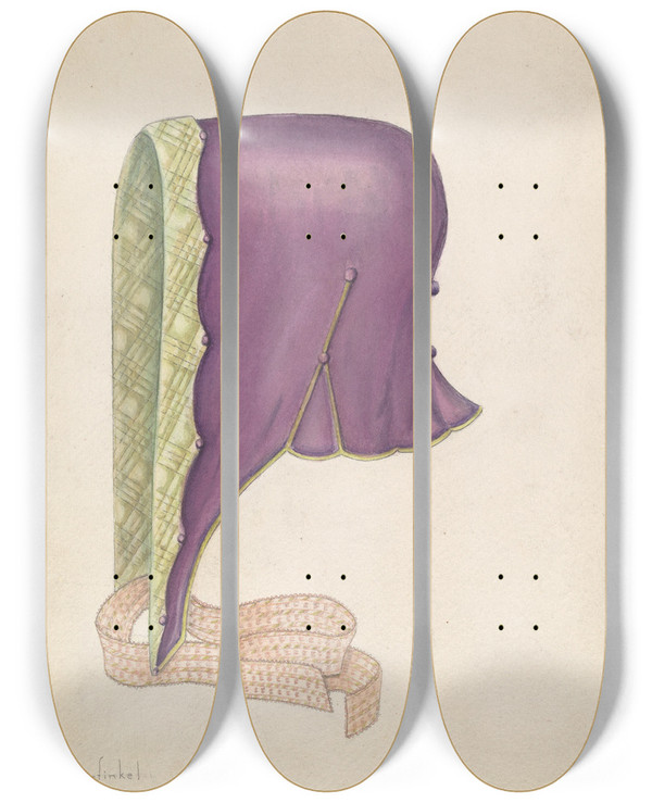 Triptych art skateboard deck of Sara Garfinkel Bonnet_2 by Sara Garfinkel