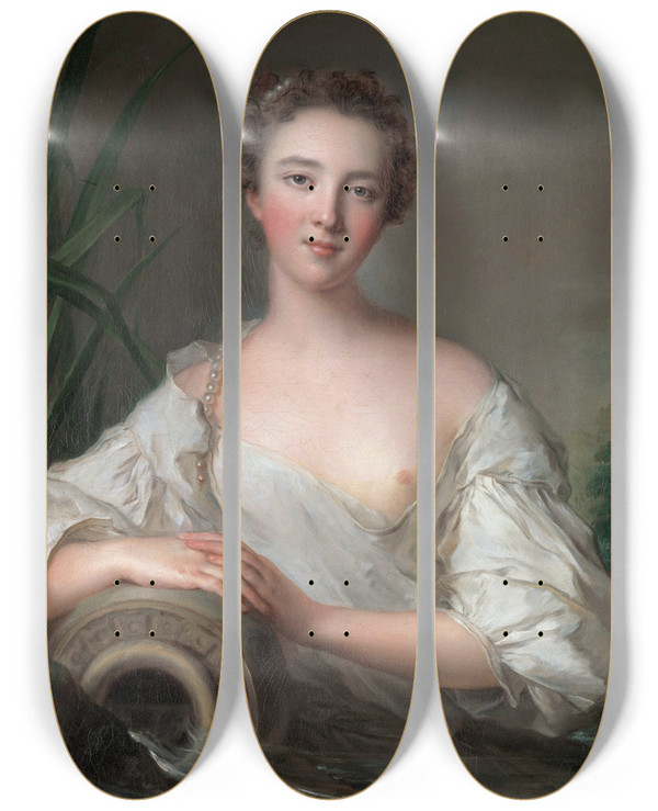 Triptych art skateboard deck of Jeanmarc Nattier The Spring La Source by Jean Marc Nattier (1685-1766)
