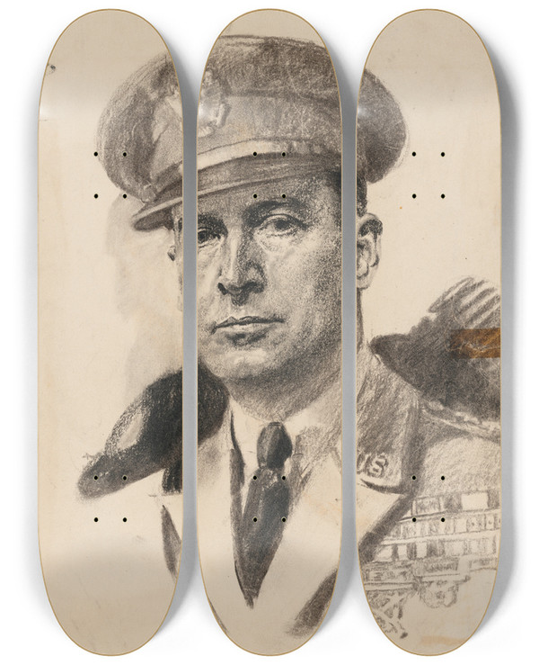 Triptych art skateboard deck of Samuel Johnson Woolf Douglas Macarthur_2 by Samuel Johnson Woolf (1880-1948)