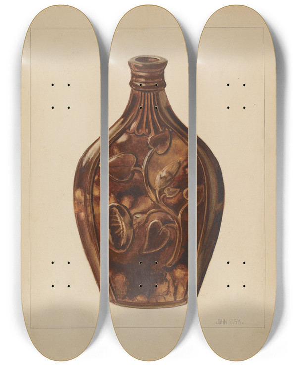 Triptych art skateboard deck of John Fisk Flask_2 by John Fisk