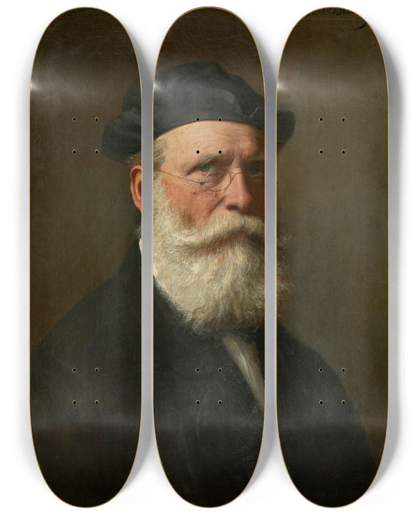 Triptych art skateboard deck of Karl Von Blaas Selbstportrt by Karl Von Blaas (1815-1894)