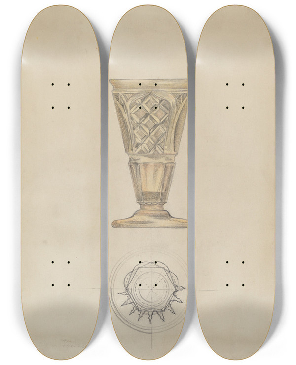 Triptych art skateboard deck of Albert Eyth Wine Glass_2 by Albert Eyth (20-)