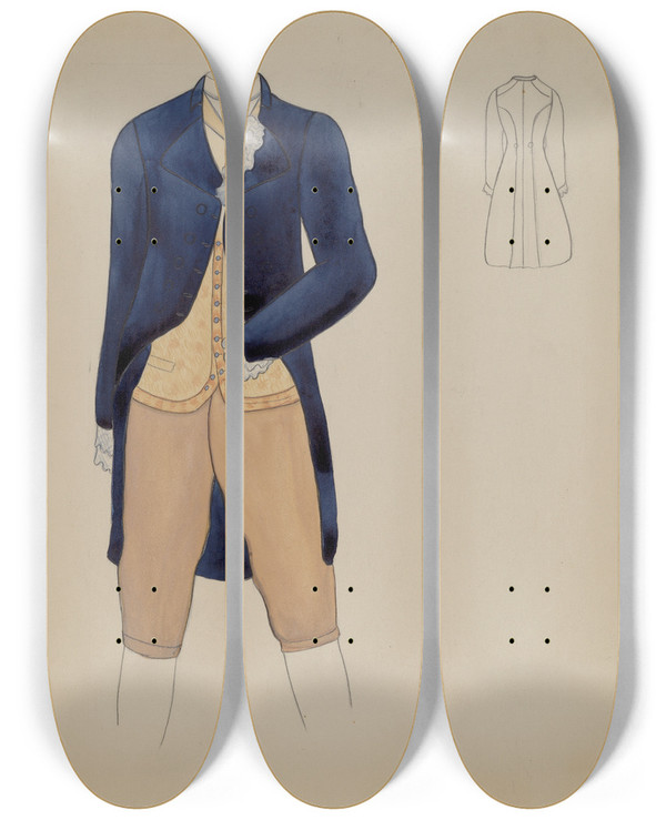 Triptych art skateboard deck of Charles Criswell Mans Suit_1 by Charles Criswell