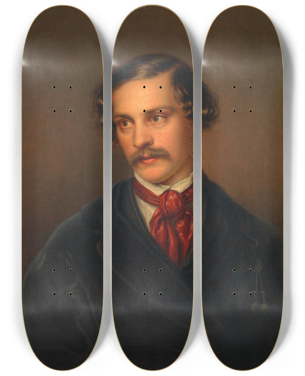 Triptych art skateboard deck of Carl Adolph Wangberg Alexander Baumann Dramatiker Und Komponist by Carl Adolph Wangberg (1815)