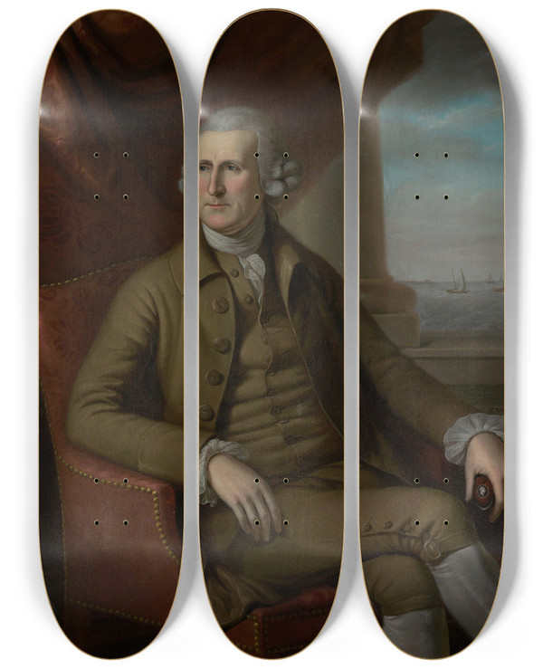 Triptych art skateboard deck of Charles Willson Peale Thomas Willing by Charles Willson Peale (1741-1827)