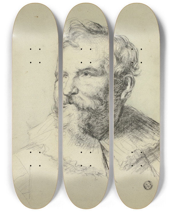 Triptych art skateboard deck of Follower Of Anthony Van Dyck Adam Van Noort by Follower Of Anthony Van Dyck (1599-1641)