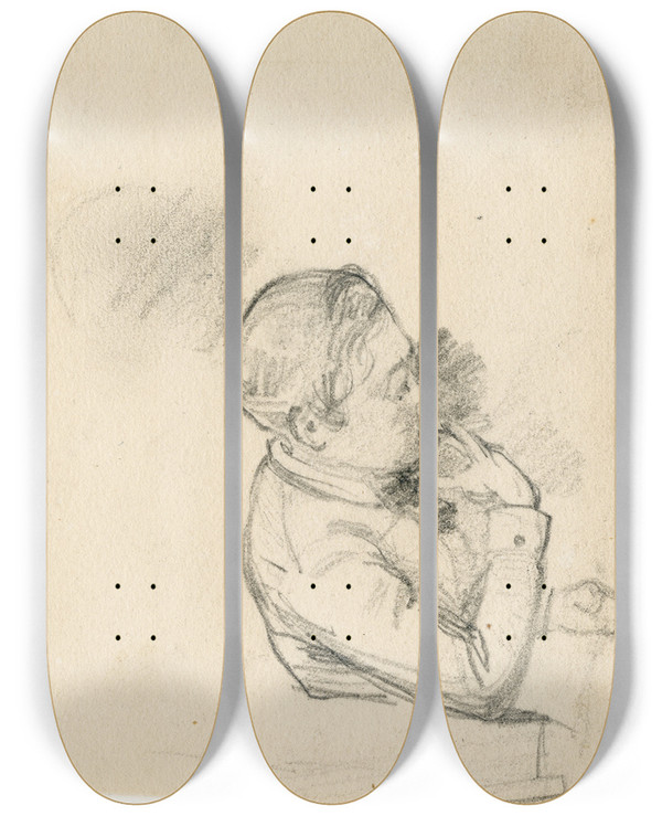 Triptych art skateboard deck of David Bles Boy Smoking by David Bles (1821-1899)