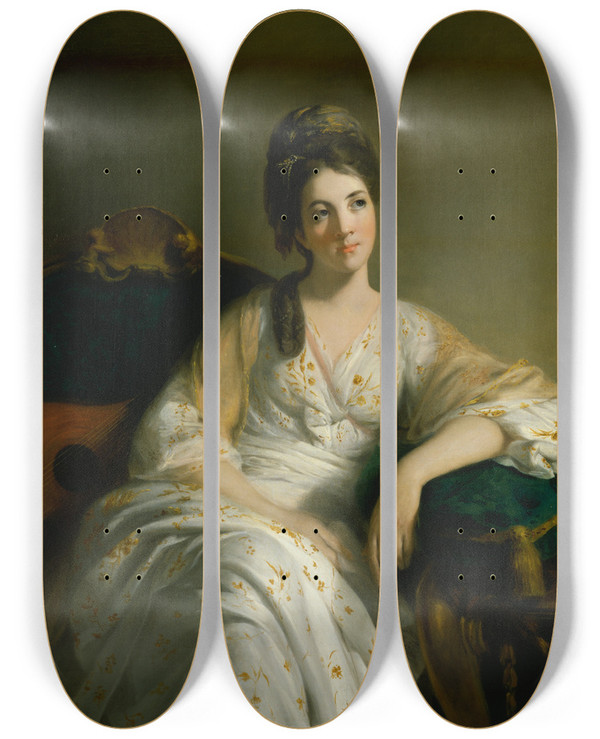Triptych art skateboard deck of Tilly Kettle Eleanor Francis Grant Of Arndilly by Tilly Kettle (1735-1786)